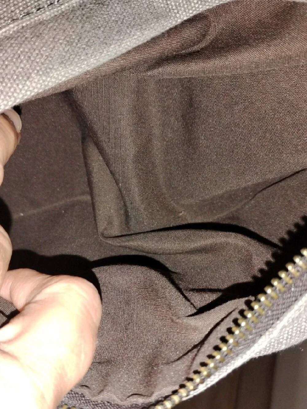 Grey Canvas Crossbody Bag with Genuine Leather Strap